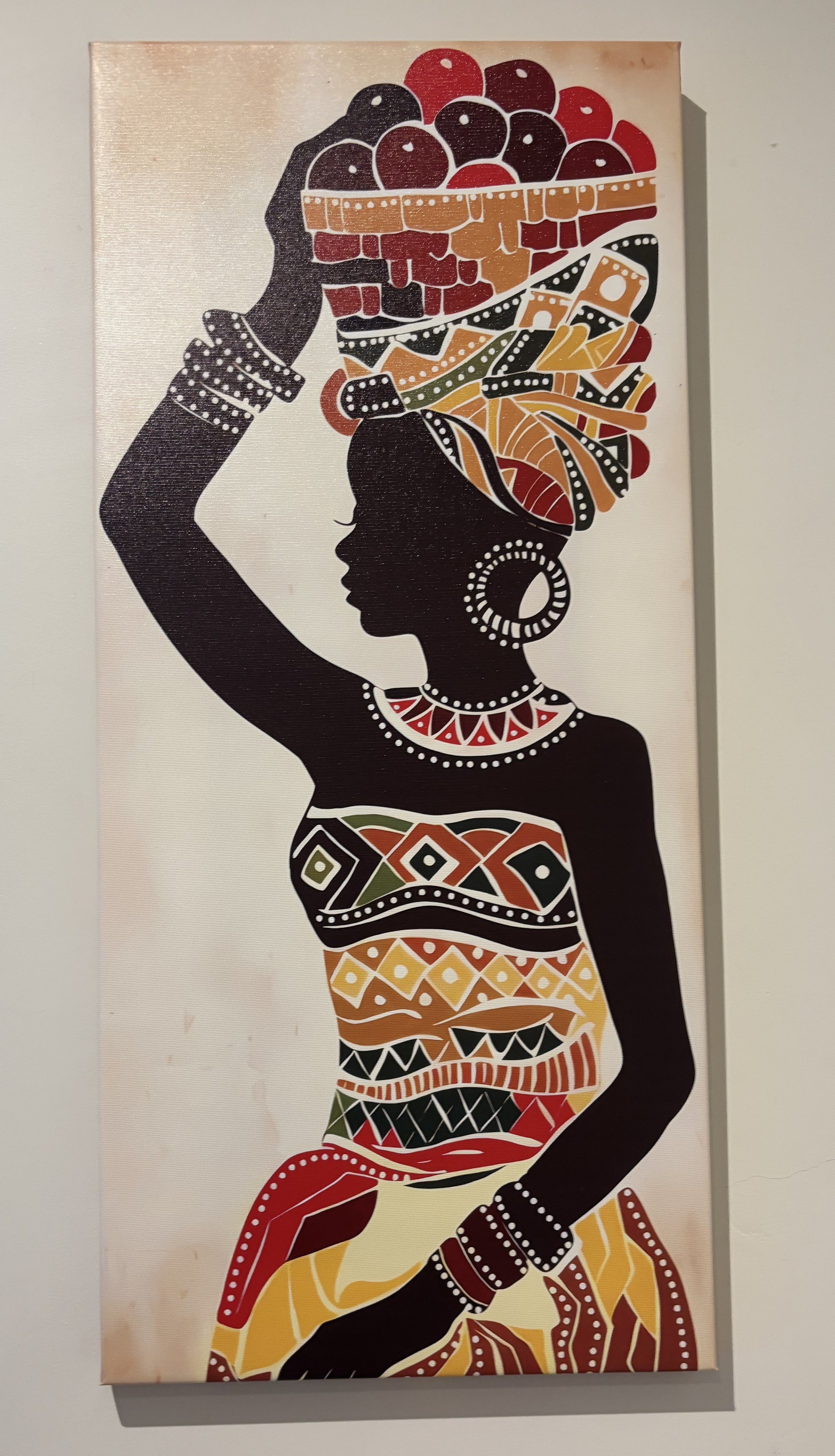 Framed Vibrant African Woman Canvas Wall Poster - 40cm x 80cm