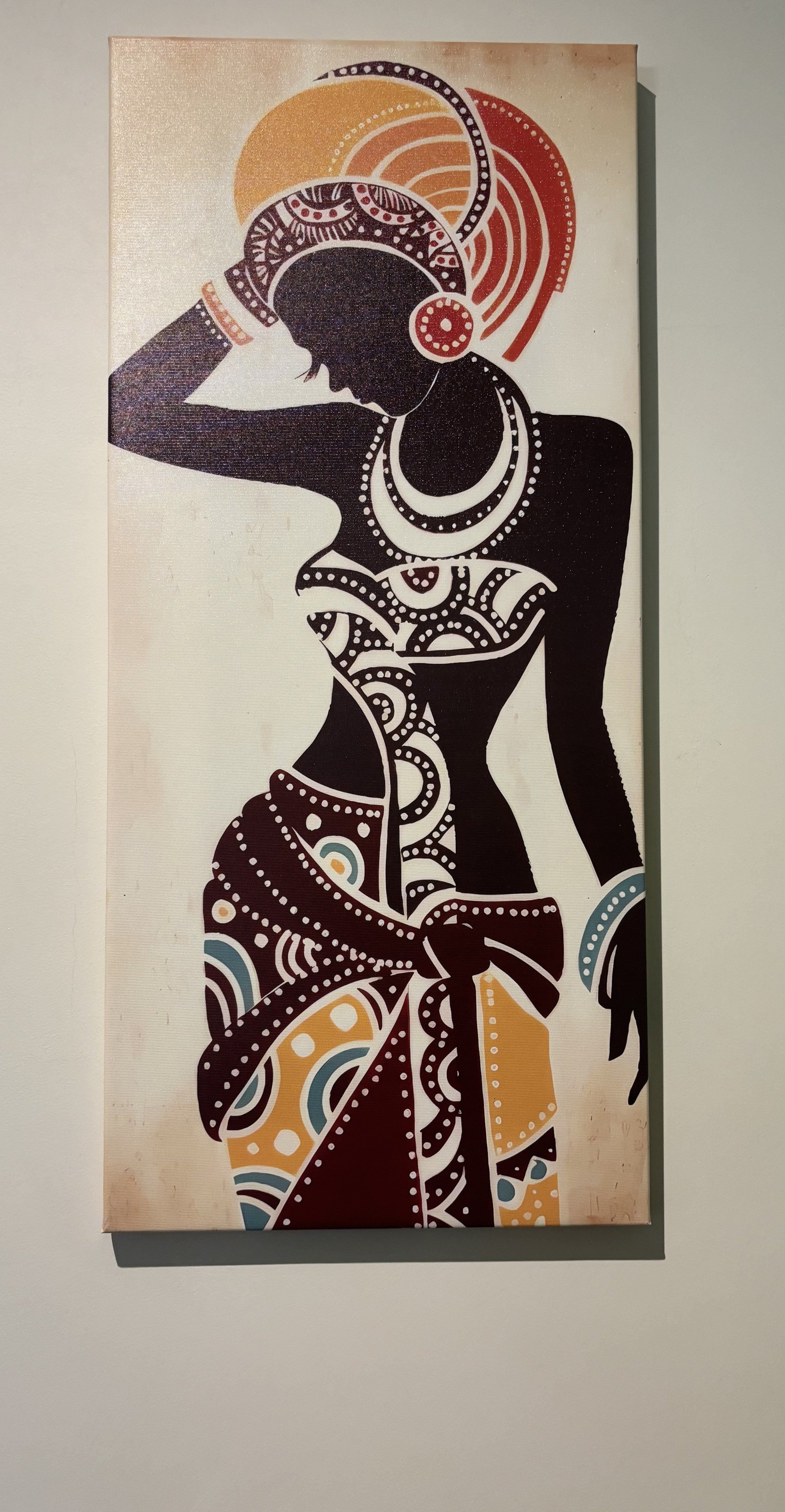 Framed Vibrant African Woman Canvas Wall Poster - 40cm x 80cm