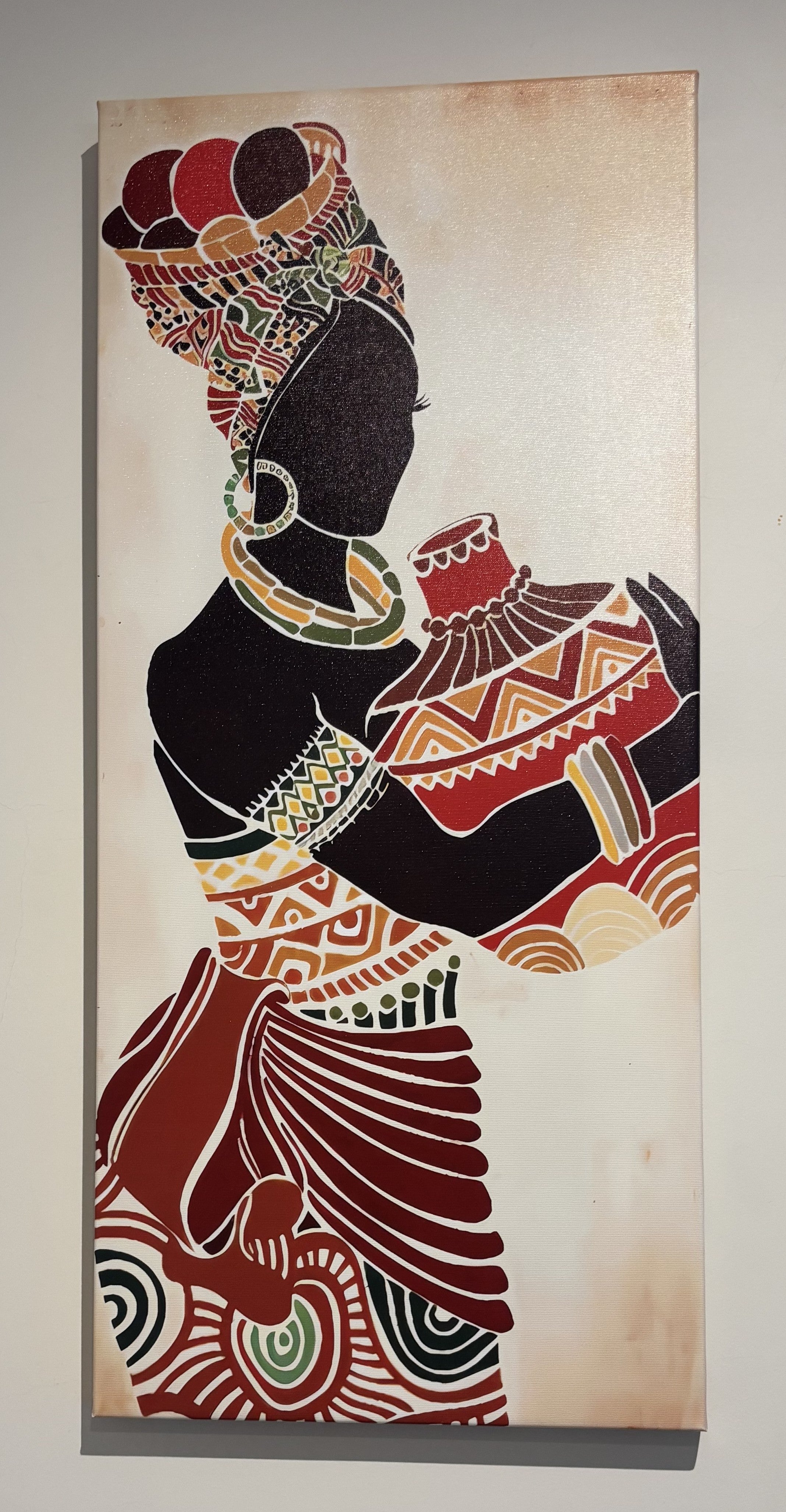 Framed Vibrant African Woman Canvas Wall Poster - 40cm x 80cm